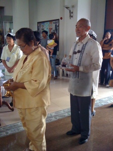 Mom and Dad Carrying the Sacred Vessels  (Ciborium and Cruets) on their Golden Wedding Anniversary 