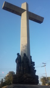 Monument at the Glorieta Peralvilla, where the yearly procession to the Basilica of Our Lady of Guadalupe begins.